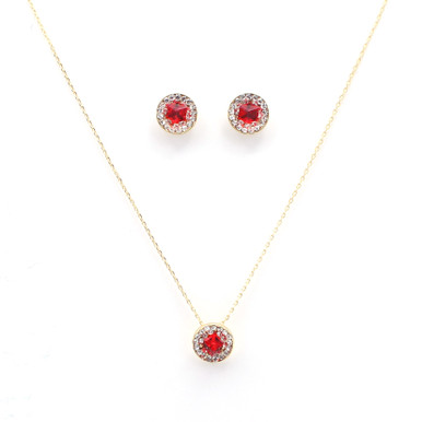 Swarovski Crystal Elements Rose Gold & Siam Ruby Necklace & Earring Se –  Silver Moon Bay